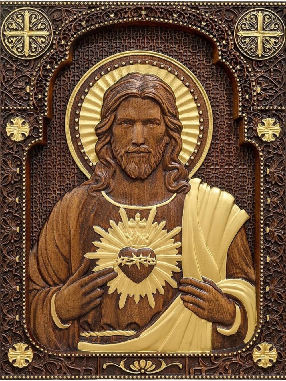 Handcrafted 20-Inch Wooden Sacred Heart Wall Art Decor - Unique Home Accent